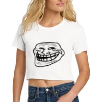 Funny Troll Face Nerd Geek Crop Top