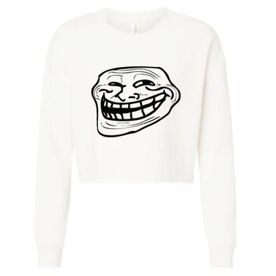 Funny Troll Face Nerd Geek Cropped Pullover Crew