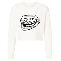 Funny Troll Face Nerd Geek Cropped Pullover Crew