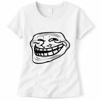 Funny Troll Face Nerd Geek Womens T-Shirt