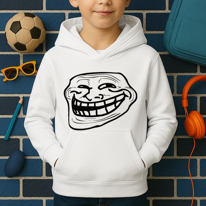 Funny Troll Face Nerd Geek Kids Hoodie