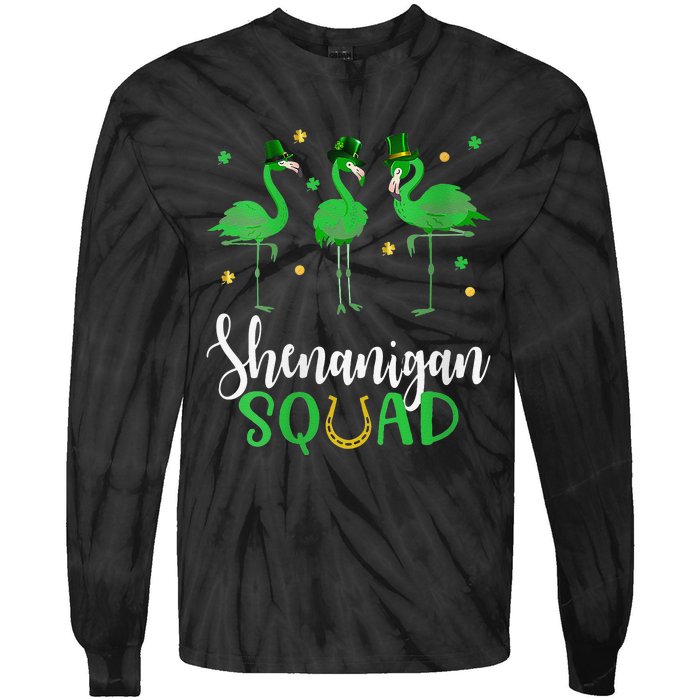 Flamingo Tees For WoSt Patricks Day Shenanigan Squad Tie-Dye Long Sleeve Shirt