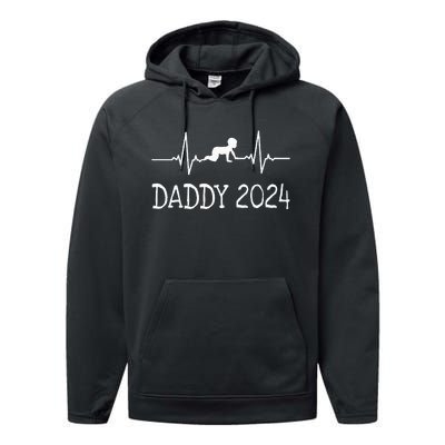 First Time Father Gifts New Dad Expecting Daddy 2024 Performance Fleece Hoodie