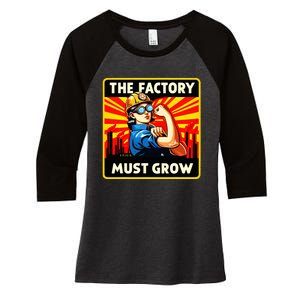 Factorio The Factory Must Grow Women's Tri-Blend 3/4-Sleeve Raglan Shirt