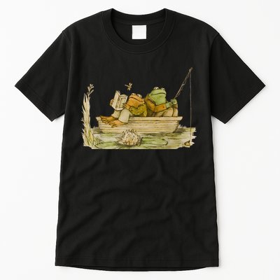 Frog Toad Fishing Vintage Classic Book Frog Reading Book Tall T-Shirt