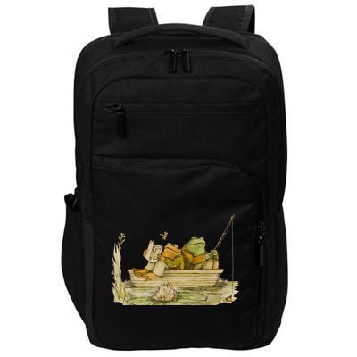 Frog Toad Fishing Vintage Classic Book Frog Reading Book Impact Tech Backpack