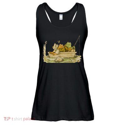 Frog Toad Fishing Vintage Classic Book Frog Reading Book Ladies Essential Flowy Tank