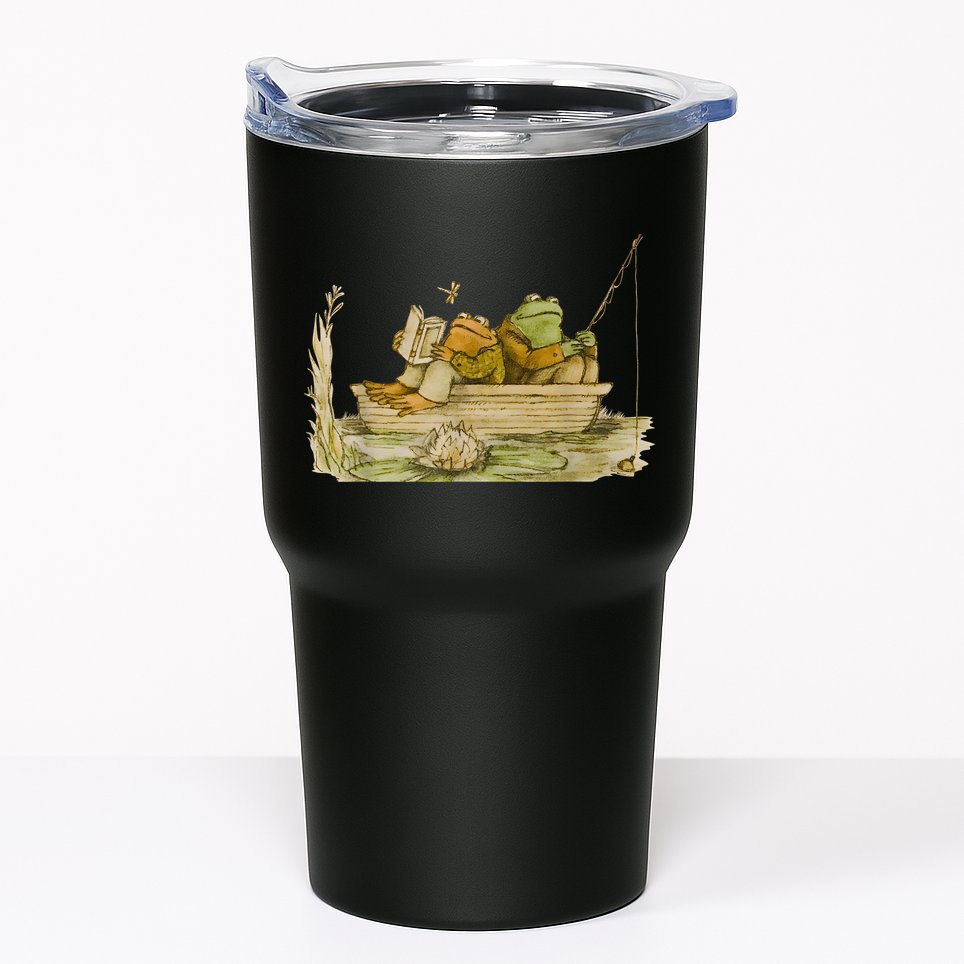 Frog Toad Fishing Vintage Classic Book Frog Reading Book Tumbler