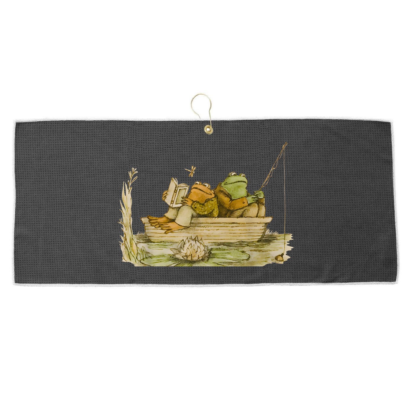 Frog Toad Fishing Vintage Classic Book Frog Reading Book Large Microfiber Waffle Golf Towel