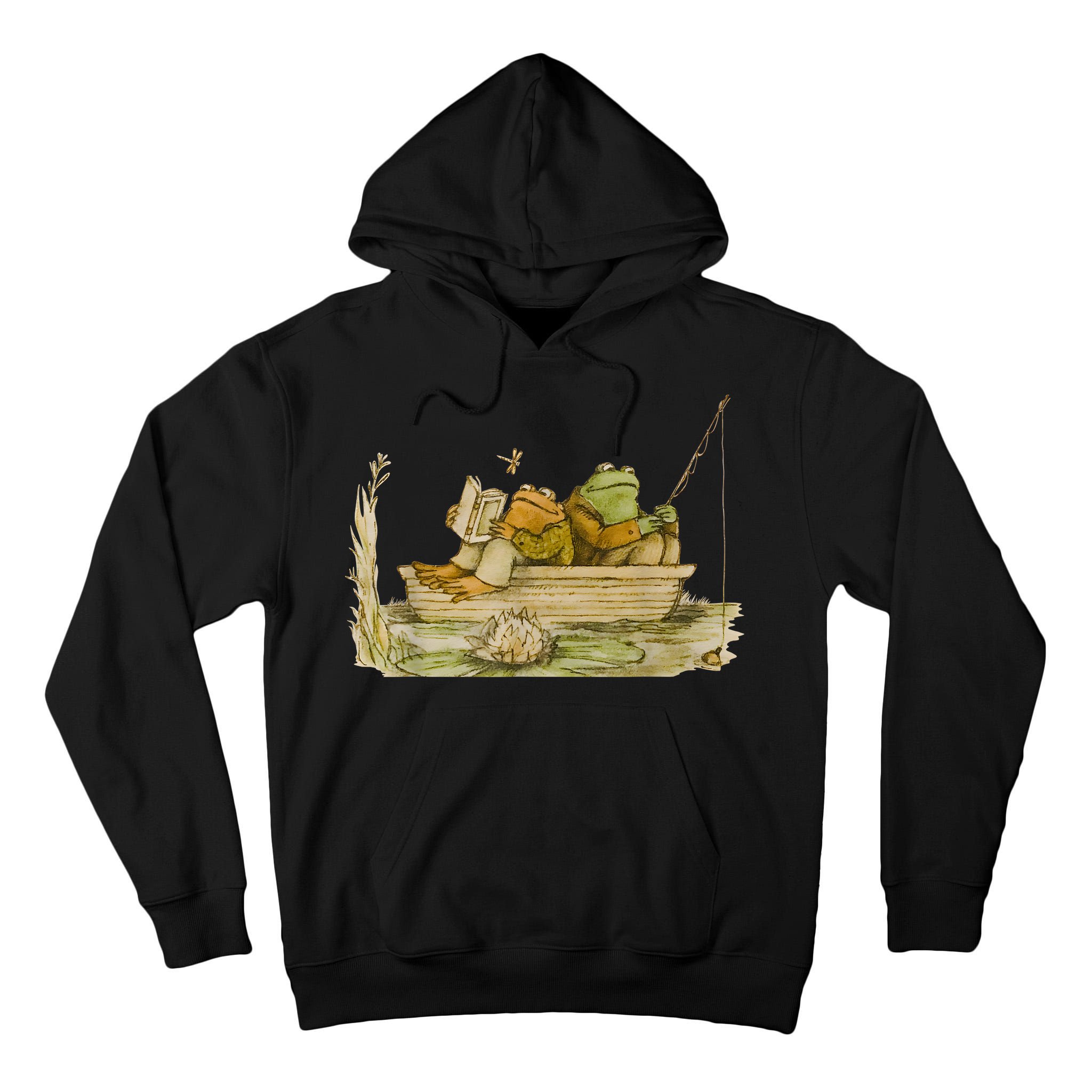 Frog Toad Fishing Vintage Classic Book Frog Reading Book Tall Hoodie