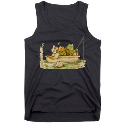 Frog Toad Fishing Vintage Classic Book Frog Reading Book Tank Top