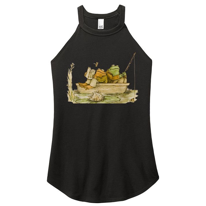 Frog Toad Fishing Vintage Classic Book Frog Reading Book Women's Perfect Tri Rocker Tank