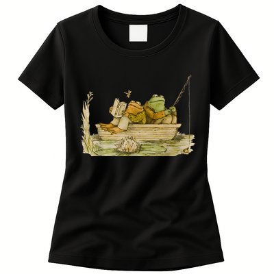 Frog Toad Fishing Vintage Classic Book Frog Reading Book Womens T-Shirt