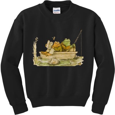 Frog Toad Fishing Vintage Classic Book Frog Reading Book Kids Sweatshirt