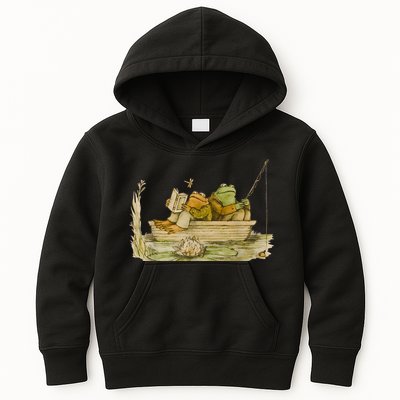 Frog Toad Fishing Vintage Classic Book Frog Reading Book Kids Hoodie