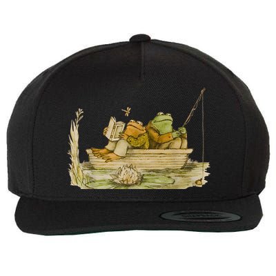 Frog Toad Fishing Vintage Classic Book Frog Reading Book Wool Snapback Cap