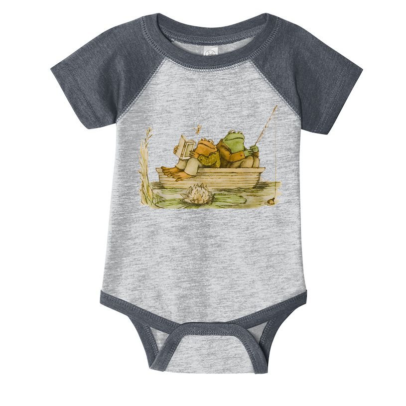 Frog Toad Fishing Vintage Classic Book Frog Reading Book Infant Baby Jersey Bodysuit