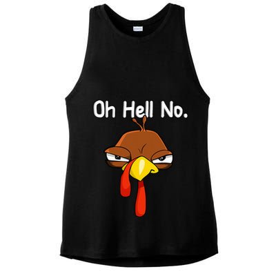 Funny Turkey Face Thanksgiving Oh Hell No Ladies PosiCharge Tri-Blend Wicking Tank