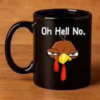 Funny Turkey Face Thanksgiving Oh Hell No 11oz C Handle Ceramic Mug