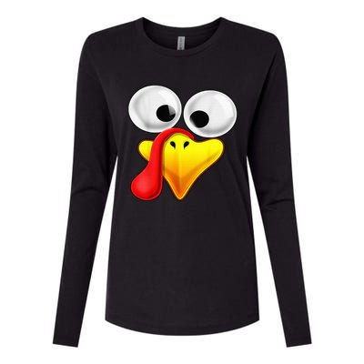 Funny Turkey Family Thanksgiving Turkey Face Friendsgiving Womens Cotton Relaxed Long Sleeve T-Shirt