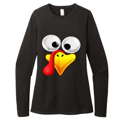 Funny Turkey Family Thanksgiving Turkey Face Friendsgiving Womens CVC Long Sleeve Shirt