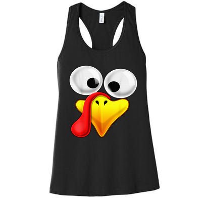 Funny Turkey Family Thanksgiving Turkey Face Friendsgiving Women's Racerback Tank