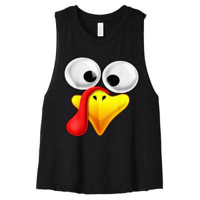 Funny Turkey Family Thanksgiving Turkey Face Friendsgiving Women's Racerback Cropped Tank