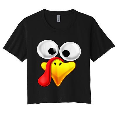 Funny Turkey Family Thanksgiving Turkey Face Friendsgiving Women's Crop Top Tee