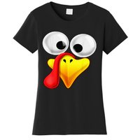 Funny Turkey Family Thanksgiving Turkey Face Friendsgiving Women's T-Shirt