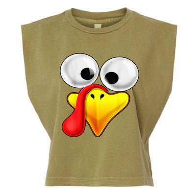 Funny Turkey Family Thanksgiving Turkey Face Friendsgiving Garment-Dyed Women's Muscle Tee