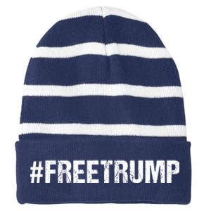 Free Trump Free Donald Trump 2024 #Freetrump Striped Beanie with Solid Band