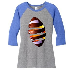 Football Tear Women's Tri-Blend 3/4-Sleeve Raglan Shirt