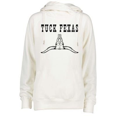 Funny Tuck Fexas Vintage Horns Down Womens Funnel Neck Pullover Hood