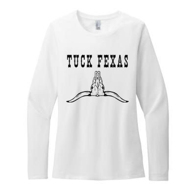 Funny Tuck Fexas Vintage Horns Down Womens CVC Long Sleeve Shirt