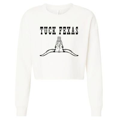 Funny Tuck Fexas Vintage Horns Down Cropped Pullover Crew