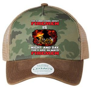 Firefighter The Funny Thing About Fire Is Night And Day Gift Legacy Tie Dye Trucker Hat