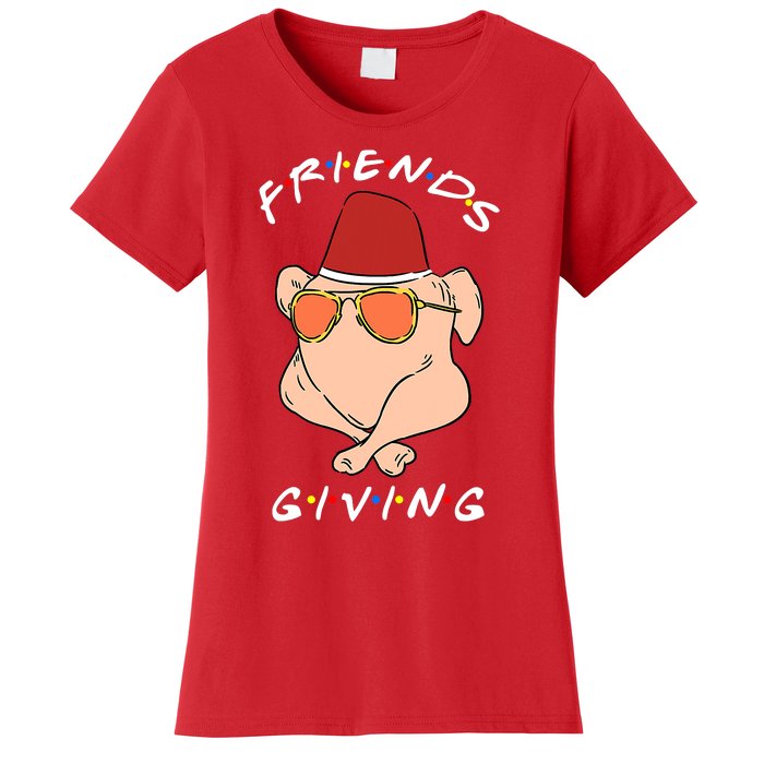 Funny Thanksgiving Friendsgiving Cool Turkey Wearing Sunglasses Women's T-Shirt