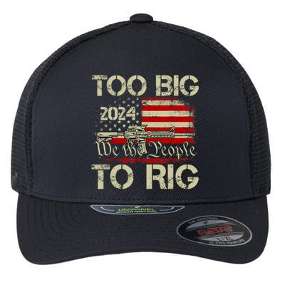 Funny Trump Funny Too Big To Rig Flexfit Unipanel Trucker Cap