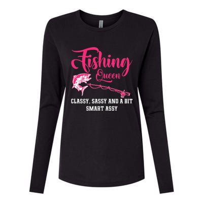 Funny Trout Fishing Queen Classy Sassy And A Bit Smart Assy Womens Cotton Relaxed Long Sleeve T-Shirt