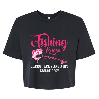 Funny Trout Fishing Queen Classy Sassy And A Bit Smart Assy Bella+Canvas Jersey Crop Tee