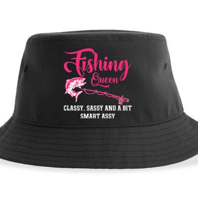 Funny Trout Fishing Queen Classy Sassy And A Bit Smart Assy Sustainable Bucket Hat