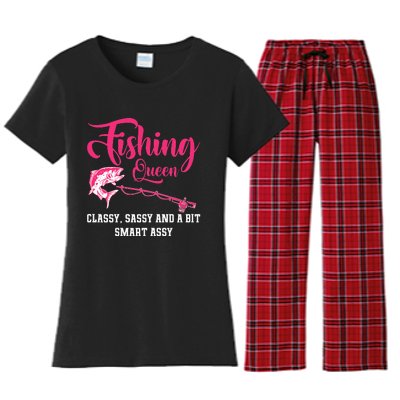 Funny Trout Fishing Queen Classy Sassy And A Bit Smart Assy Women's Flannel Pajama Set