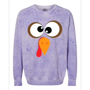 Funny Turkey Face Thanksgiving Idea Trending Gift Colorblast Crewneck Sweatshirt