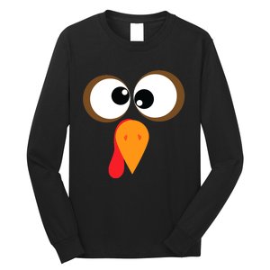 Funny Turkey Face Thanksgiving Idea Trending Gift Long Sleeve Shirt