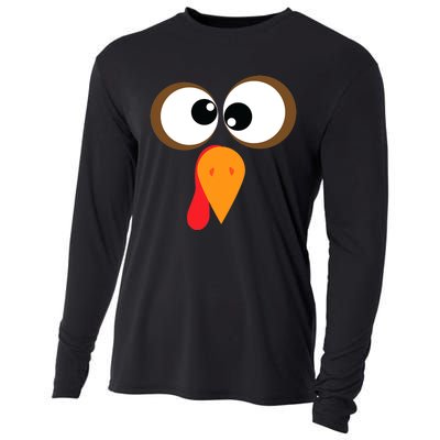 Funny Turkey Face Thanksgiving Idea Trending Gift Cooling Performance Long Sleeve Crew