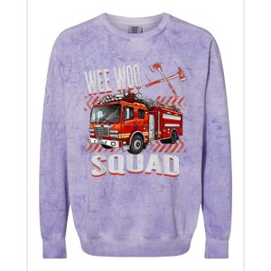 Fire Truck Firefighters Lovers Wee Woo Squad Colorblast Crewneck Sweatshirt