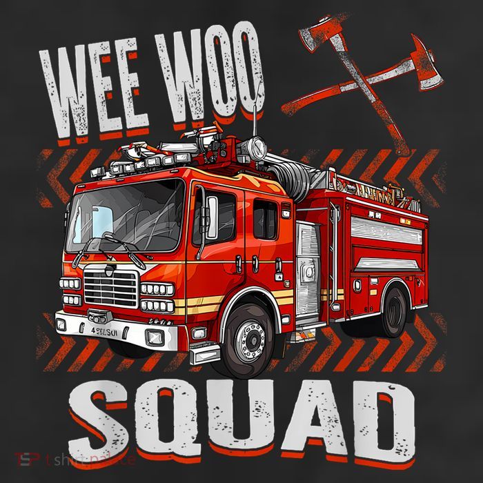 Fire Truck Firefighters Lovers Wee Woo Squad 7 Panel Mesh Trucker Snapback Hat