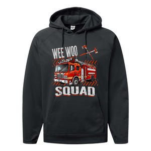 Fire Truck Firefighters Lovers Wee Woo Squad Performance Fleece Hoodie