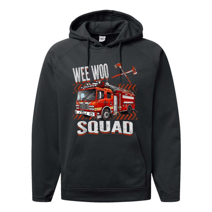 Fire Truck Firefighters Lovers Wee Woo Squad Performance Fleece Hoodie