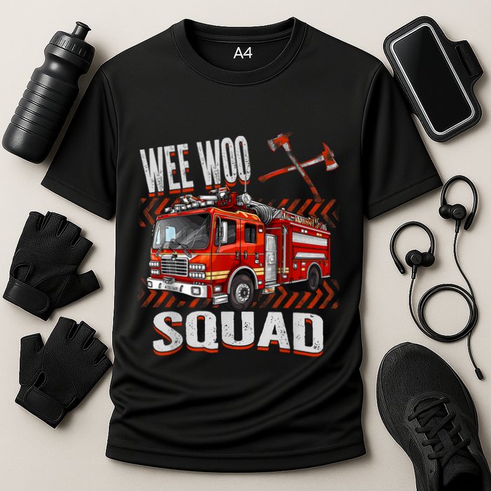 Fire Truck Firefighters Lovers Wee Woo Squad Cooling Performance Crew T-Shirt